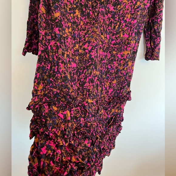 Axara Paris Floral Ruffle Dress Pink Purple Black Size 42 - Picture 3 of 6